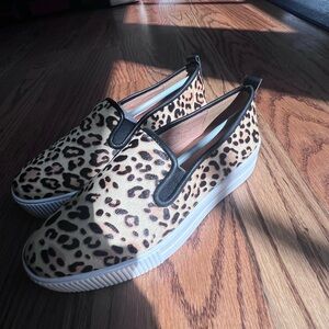 Halogen Leopard-Print Slip-On Sneakers in Tan and Black